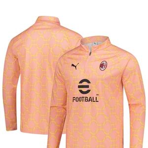 Mens Large Puma Light Orange AC Milan 2025/26 Pre-Match dryCell Quarter-Zip Top
